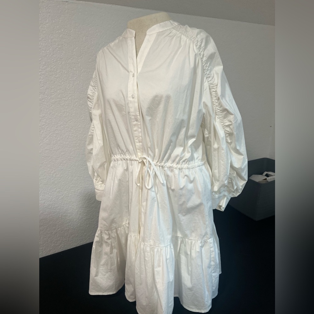 ASTR THE LABEL Ruched Shirtdress WHITE S - Picture 4 of 10